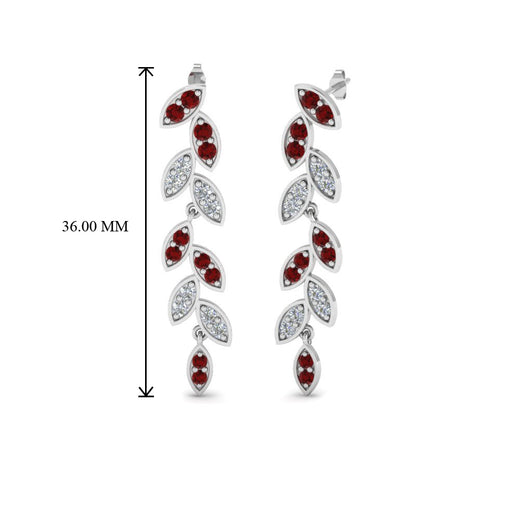 pave-diamond-leaf-drop-earring-with-ruby-in-14K-white-gold-FD-EAR8334GRUDR-NL-WG