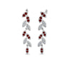 Load image into Gallery viewer, pave-diamond-leaf-drop-earring-with-ruby-in-14K-white-gold-FD-EAR8334GRUDR-NL-WG