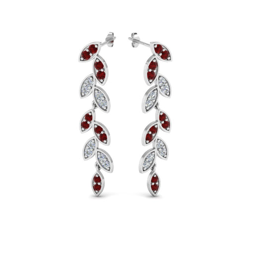 pave-diamond-leaf-drop-earring-with-ruby-in-14K-white-gold-FD-EAR8334GRUDR-NL-WG