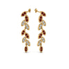 Load image into Gallery viewer, pave-diamond-leaf-drop-earring-with-ruby-in-14K-yellow-gold-FD-EAR8334GRUDR-NL-YG