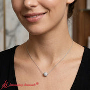 Half Carat Pavé Diamond Ball Pendant Necklace