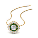 Load image into Gallery viewer, pave-double-halo-emerald-pendant-in-FDPD10707GEMGR-NL-YG
