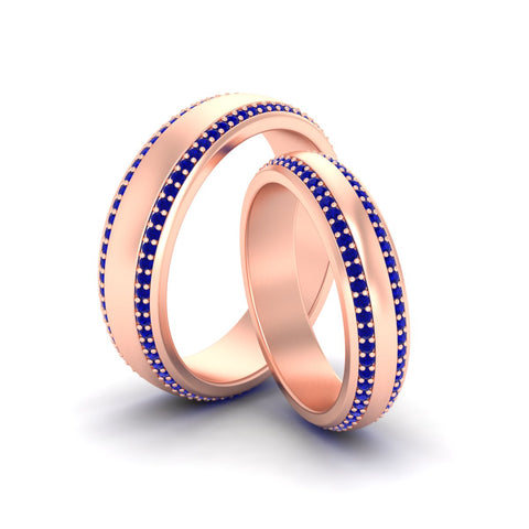 Double Row Diamond Eternity Matching His And Her Band