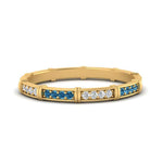 Load image into Gallery viewer, pave-link-diamond-stacking-band-with-blue-topaz-in-yellow-gold-FD9666BGICBLTO-NL-YG.jpg
