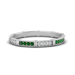 Load image into Gallery viewer, pave-link-diamond-stacking-band-with-emerald-in-white-gold-FD9666BGEMGR-NL-WG.jpg

