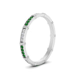 Load image into Gallery viewer, pave-link-diamond-stacking-band-with-emerald-in-white-gold-FD9666BGEMGR-NL-WG.jpg
