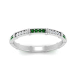 Load image into Gallery viewer, pave-link-diamond-stacking-band-with-emerald-in-white-gold-FD9666BGEMGR-NL-WG.jpg
