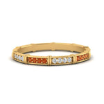 Load image into Gallery viewer, pave-link-diamond-stacking-band-with-orange-sapphire-in-yellow-gold-FD9666BGSAOR-NL-YG.jpg
