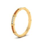 Load image into Gallery viewer, pave-link-diamond-stacking-band-with-orange-sapphire-in-yellow-gold-FD9666BGSAOR-NL-YG.jpg
