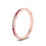 Load image into Gallery viewer, pave-link-diamond-stacking-band-with-pink-sapphire-in-rose-gold-FD9666BGSADRPI-NL-RG.jpg
