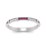 Load image into Gallery viewer, pave-link-diamond-stacking-band-with-pink-sapphire-in-white-gold-FD9666BGSADRPI-NL-WG.jpg
