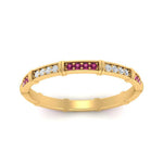 Load image into Gallery viewer, pave-link-diamond-stacking-band-with-pink-sapphire-in-yellow-gold-FD9666BGSADRPI-NL-YG.jpg
