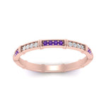 Load image into Gallery viewer, pave-link-diamond-stacking-band-with-purple-topaz-in-rose-gold-FD9666BGVITO-NL-RG.jpg
