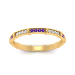 Load image into Gallery viewer, pave-link-diamond-stacking-band-with-purple-topaz-in-yellow-gold-FD9666BGVITO-NL-YG.jpg
