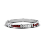 Load image into Gallery viewer, pave-link-diamond-stacking-band-with-ruby-in-white-gold-FD9666BGRUDR-NL-WG.jpg
