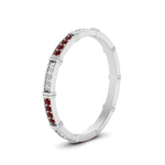 Load image into Gallery viewer, pave-link-diamond-stacking-band-with-ruby-in-white-gold-FD9666BGRUDR-NL-WG.jpg
