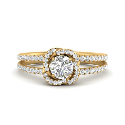 Pave Split Shank Halo Engagement Ring