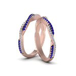 Load image into Gallery viewer, pave-twisted-diamond-lesbian-band-with-blue-sapphire-in-14K-rose-gold-FDLG8233BGSABL-NL-RG
