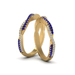 Load image into Gallery viewer, pave-twisted-diamond-lesbian-band-with-blue-sapphire-in-14K-yellow-gold-FDLG8233BGSABL-NL-YG
