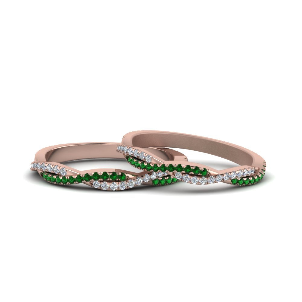 pave-twisted-diamond-lesbian-band-with-emerald-in-14K-rose-gold-FDLG8233BGEMGR-NL-RG
