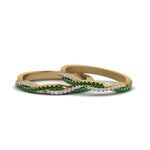 Load image into Gallery viewer, pave-twisted-diamond-lesbian-band-with-emerald-in-14K-yellow-gold-FDLG8233BGEMGR-NL-YG
