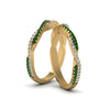 Load image into Gallery viewer, pave-twisted-diamond-lesbian-band-with-emerald-in-14K-yellow-gold-FDLG8233BGEMGR-NL-YG