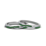 Load image into Gallery viewer, pave-twisted-diamond-lesbian-band-with-emerald-in-950-Platinum-FDLG8233BGEMGR-NL-WG
