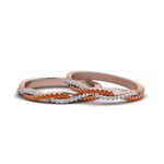 Load image into Gallery viewer, pave-twisted-diamond-lesbian-band-with-orange-sapphire-in-14K-rose-gold-FDLG8233BGSAOR-NL-RG
