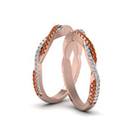 Load image into Gallery viewer, pave-twisted-diamond-lesbian-band-with-orange-sapphire-in-14K-rose-gold-FDLG8233BGSAOR-NL-RG
