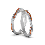 Load image into Gallery viewer, pave-twisted-diamond-lesbian-band-with-orange-sapphire-in-14K-white-gold-FDLG8233BGSAOR-NL-WG
