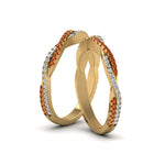 Load image into Gallery viewer, pave-twisted-diamond-lesbian-band-with-orange-sapphire-in-14K-yellow-gold-FDLG8233BGSAOR-NL-YG
