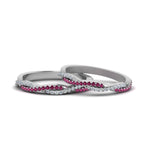 Load image into Gallery viewer, pave-twisted-diamond-lesbian-band-with-pink-sapphire-in-14K-white-gold-FDLG8233BGSADRPI-NL-WG
