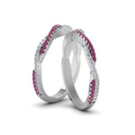Load image into Gallery viewer, pave-twisted-diamond-lesbian-band-with-pink-sapphire-in-14K-white-gold-FDLG8233BGSADRPI-NL-WG
