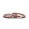 Load image into Gallery viewer, pave-twisted-diamond-lesbian-band-with-ruby-in-14K-rose-gold-FDLG8233BGRUDR-NL-RG