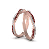 Load image into Gallery viewer, pave-twisted-diamond-lesbian-band-with-ruby-in-14K-rose-gold-FDLG8233BGRUDR-NL-RG