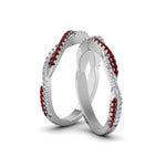 Load image into Gallery viewer, pave-twisted-diamond-lesbian-band-with-ruby-in-14K-white-gold-FDLG8233BGRUDR-NL-WG
