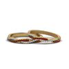 Load image into Gallery viewer, pave-twisted-diamond-lesbian-band-with-ruby-in-14K-yellow-gold-FDLG8233BGRUDR-NL-YG