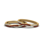 Load image into Gallery viewer, pave-twisted-diamond-lesbian-band-with-ruby-in-14K-yellow-gold-FDLG8233BGRUDR-NL-YG
