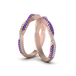 Load image into Gallery viewer, pave-twisted-diamond-lesbian-band-with-violac-topaz-in-14K-rose-gold-FDLG8233BGVITO-NL-RG
