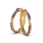 Load image into Gallery viewer, pave-twisted-diamond-lesbian-band-with-violac-topaz-in-14K-yellow-gold-FDLG8233BGVITO-NL-YG
