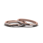 Load image into Gallery viewer, pave-twisted-lesbian-band-with-black-diamond-in-14K-rose-gold-FDLG8233BGBLACK-NL-RG
