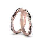Load image into Gallery viewer, pave-twisted-lesbian-band-with-black-diamond-in-14K-rose-gold-FDLG8233BGBLACK-NL-RG
