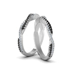 Load image into Gallery viewer, pave-twisted-lesbian-band-with-black-diamond-in-14K-white-gold-FDLG8233BGBLACK-NL-WG
