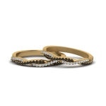 Load image into Gallery viewer, pave-twisted-lesbian-band-with-black-diamond-in-14K-yellow-gold-FDLG8233BGBLACK-NL-YG
