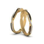 Load image into Gallery viewer, pave-twisted-lesbian-band-with-black-diamond-in-14K-yellow-gold-FDLG8233BGBLACK-NL-YG
