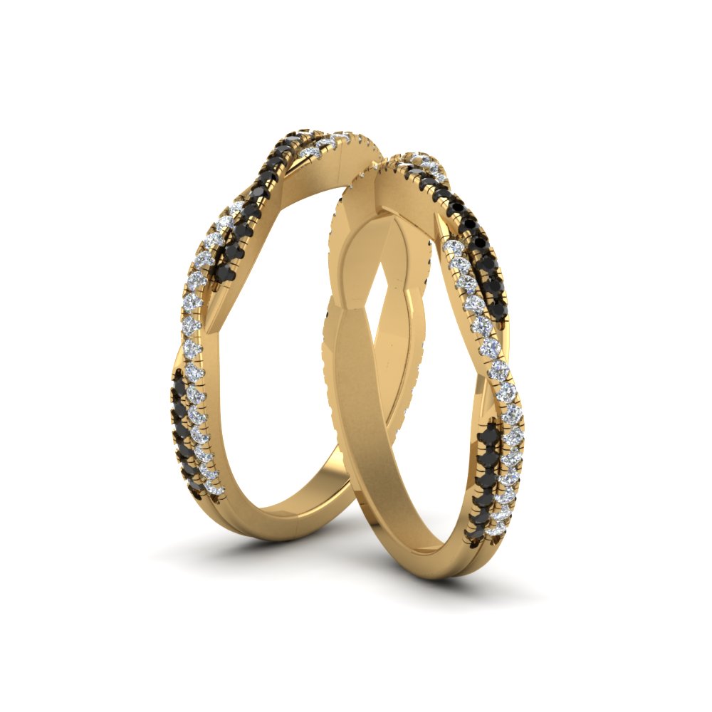 pave-twisted-lesbian-band-with-black-diamond-in-14K-yellow-gold-FDLG8233BGBLACK-NL-YG
