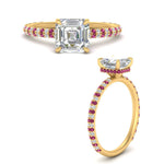 Load image into Gallery viewer, pave-under-halo-asscher-pink-sapphire-engagement-ring-in-yellow-gold-FD10060ASRGSADRPIANGLE3-NL-YG.jpg?v=1770718242