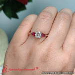 Load image into Gallery viewer, pear-3-stone-cushion-cut-cathedral-ring-with-ruby-in-14k-rose-gold-fdenr9210-3

