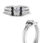 Load image into Gallery viewer, pear-accent-black-diamond-asscher-cut-wedding-ring-set-in-FD9289ASGBLACK-ANGLE3-NL-WG
