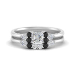 Load image into Gallery viewer, pear-accent-black-diamond-asscher-cut-wedding-ring-set-in-FD9289ASGBLACK-ANGLE3-NL-WG
